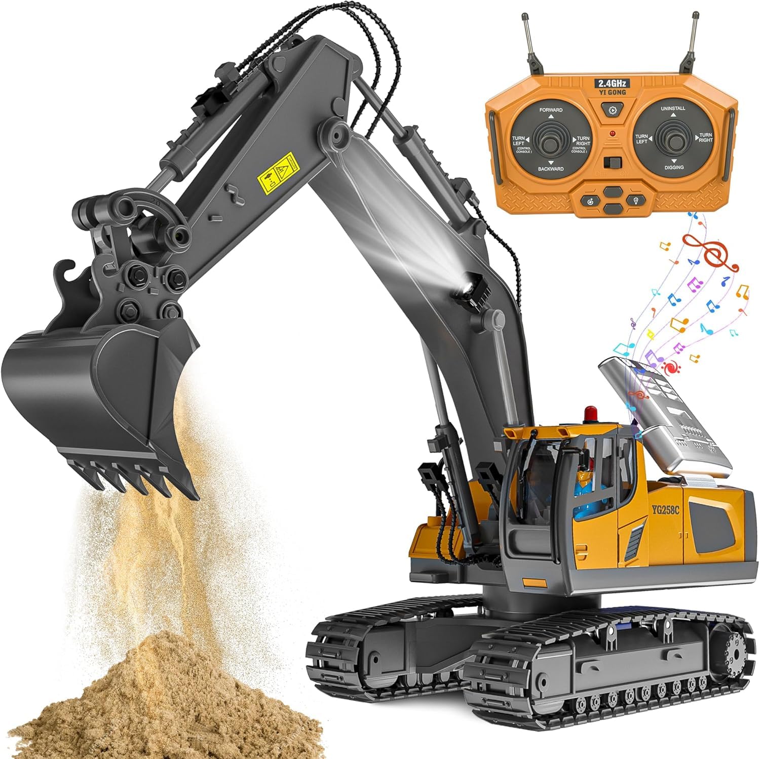 ADTHLIER RC excavator 1:20 scale in action for imaginative play.