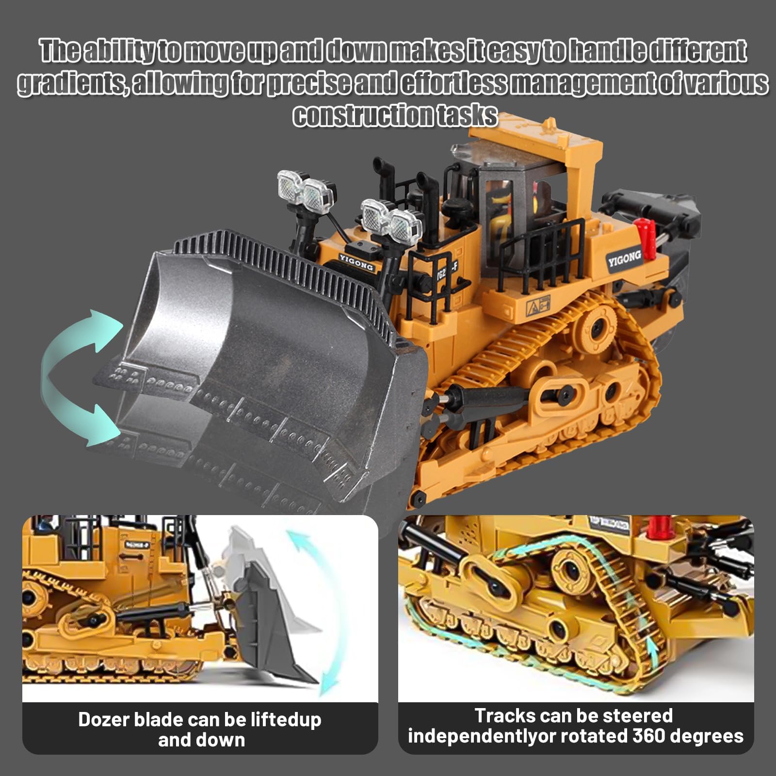 ADTHLIER RC excavator with lights and sound enhances realism