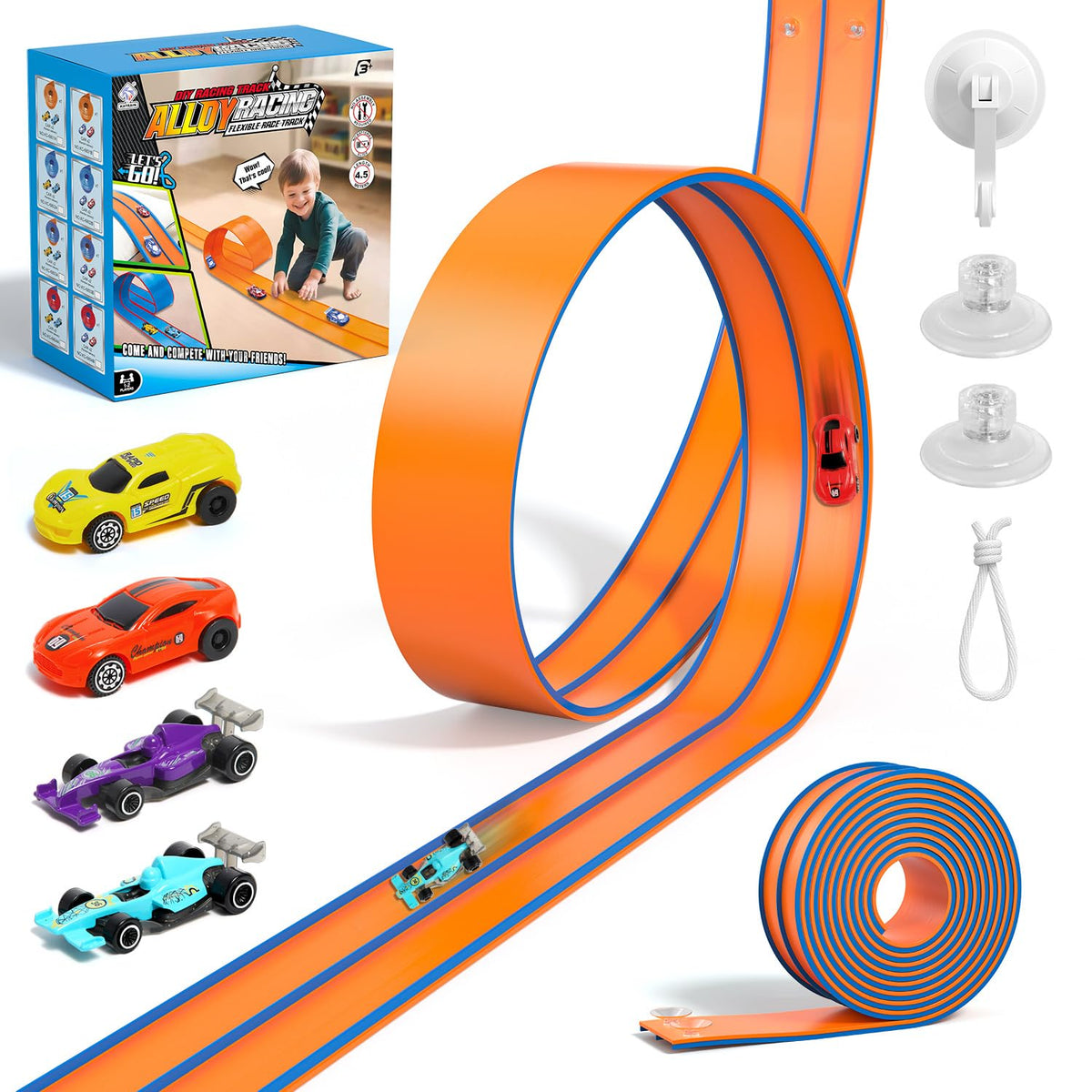 ADUSRIZ Flex Tracks 15ft assembly quick setup for indoor racing fun