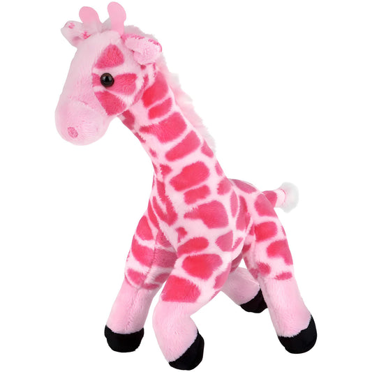 Adventure Planet pink giraffe plush close-up on friendly embroidered face and soft fur.