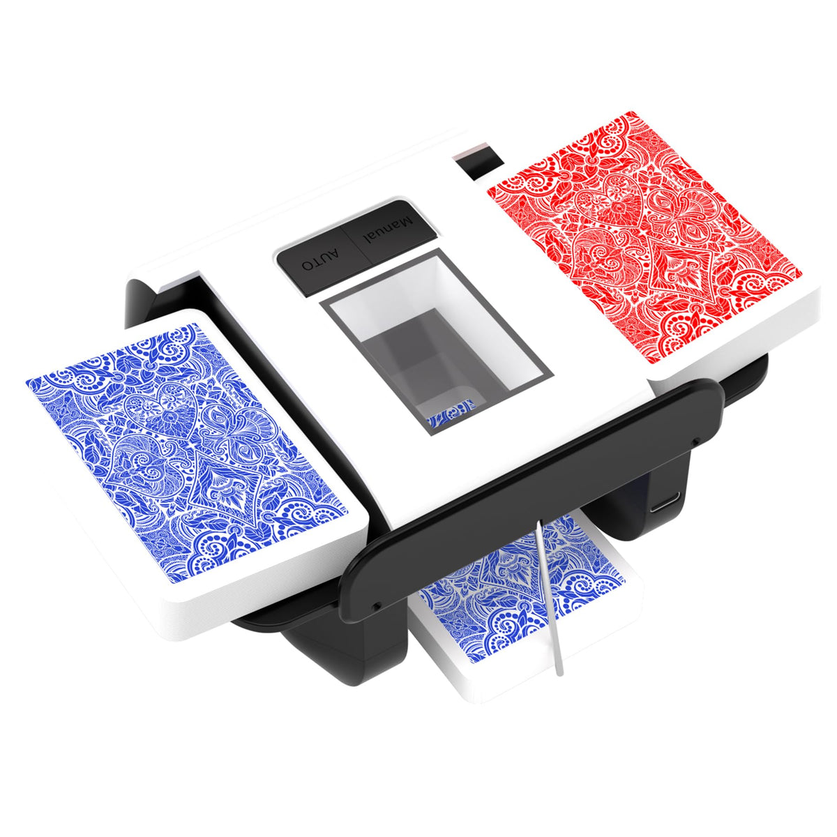 ADZERD Automatic Card Shuffler top-down view highlights compact home-use design for quick games.
