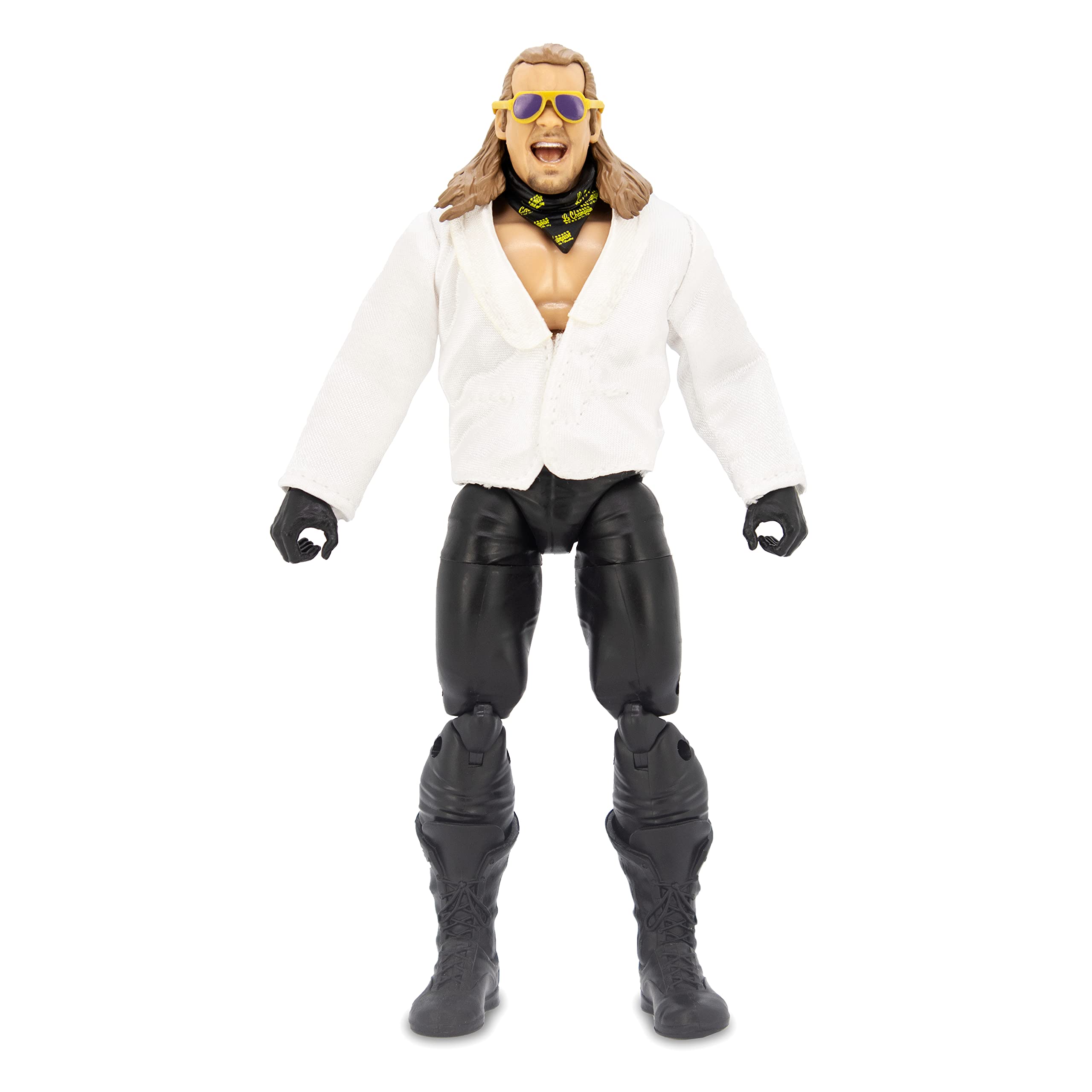 AEW Jericho figure with authentic gear, ideal for shelf collection.