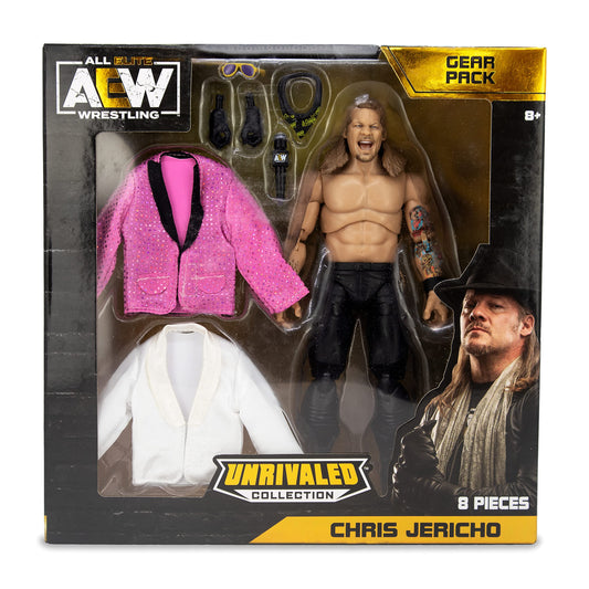 AEW Jericho figure with microphone accessory, great for recreating entrances.