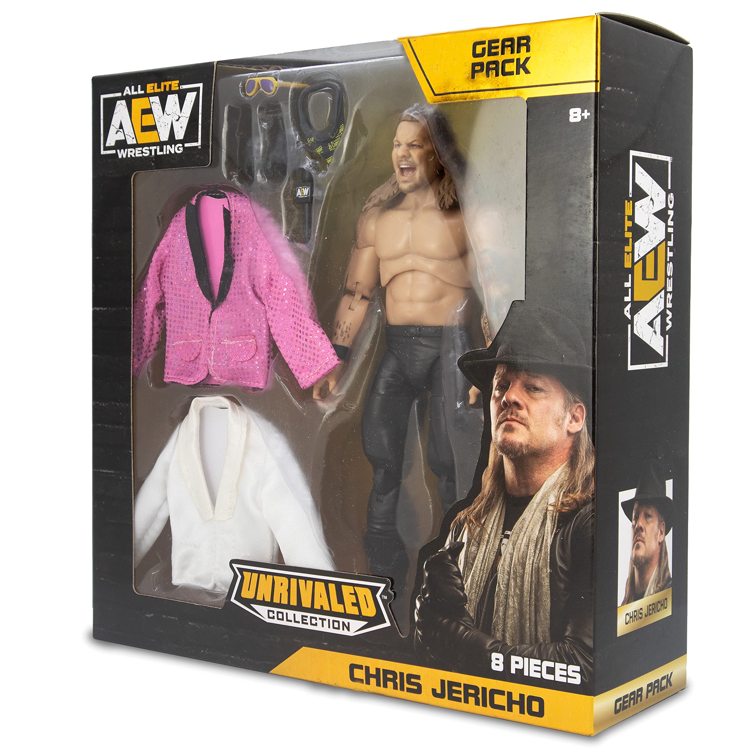 AEW Jericho gear extras including swappable hands expand posing options.