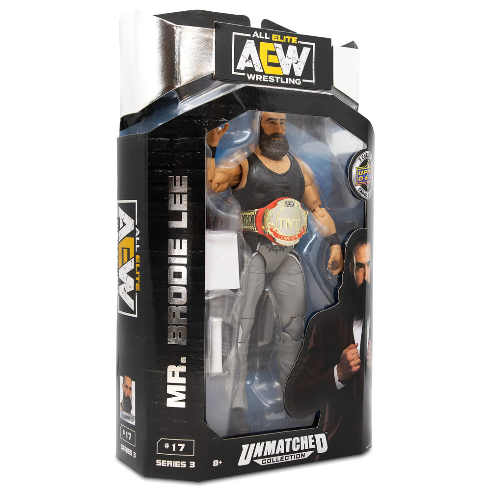 AEW Unmatched Series 3 figure with accessories ideal for shelf display and pose versatility.