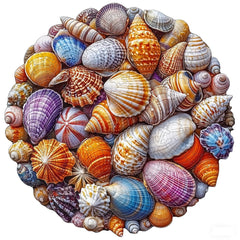 Aeekdook round puzzle with colorful seashells for mindful recreation