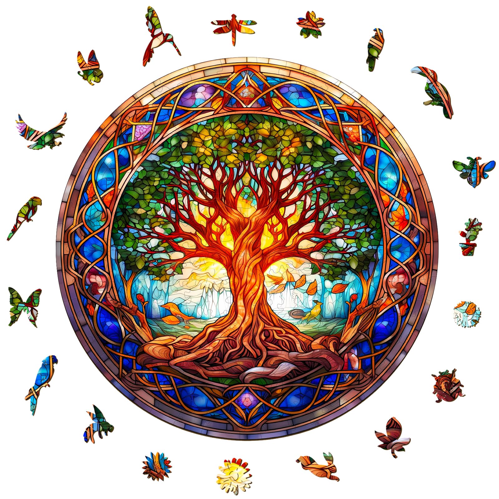 Aeekdook Tree of Life puzzle front view, 200 pieces for mindful relaxation.