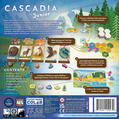 AEG Cascadia Junior tokens with animals and habitats for easy scoring.