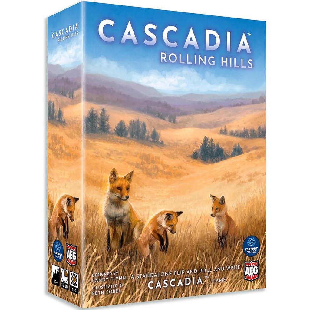 AEG Cascadia Rolling Hills dice game components for family play