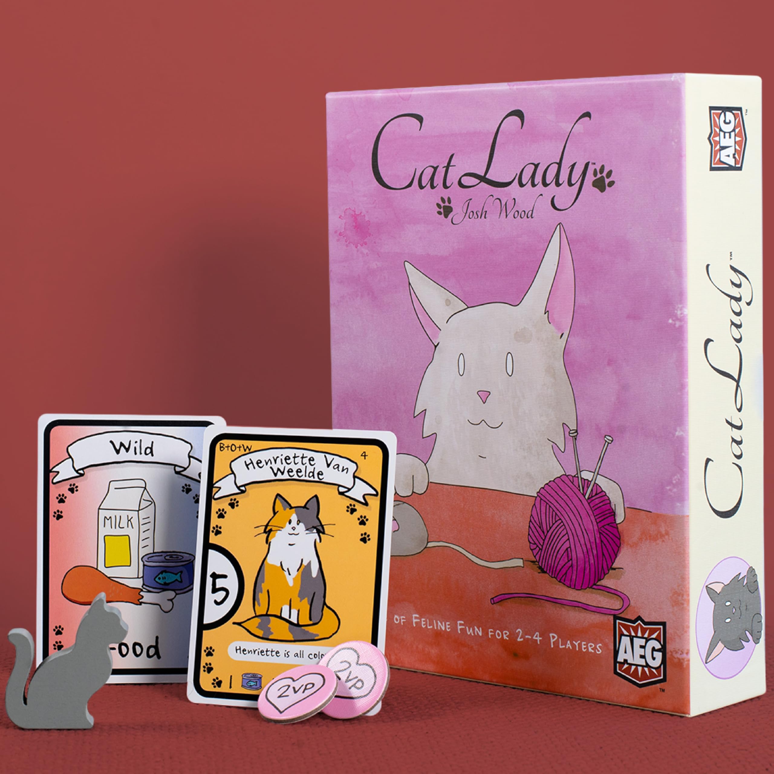 AEG Cat Lady cat illustrations enliven cards and keep players engaged.