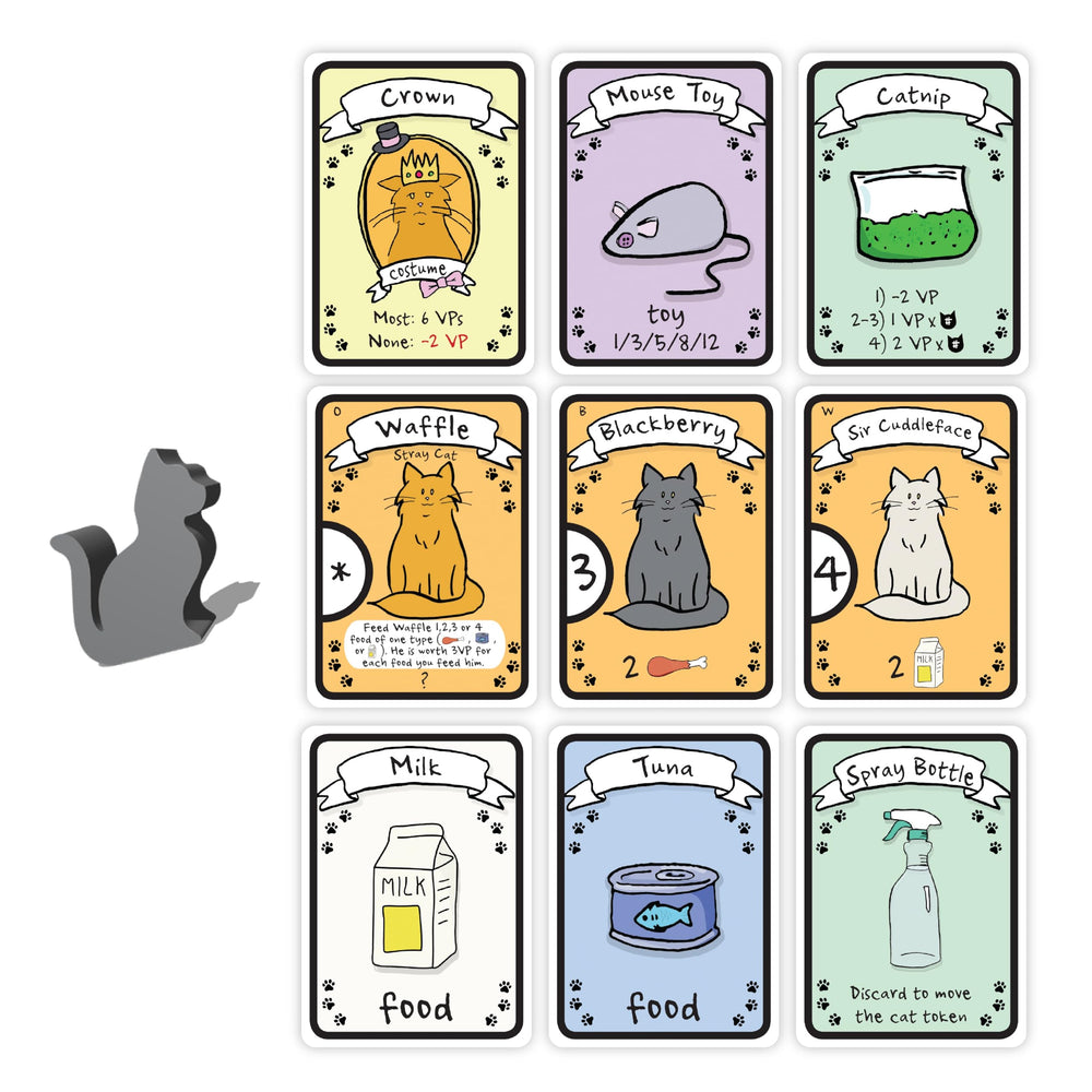 AEG Cat Lady tokens and pieces add tactile appeal during setup.