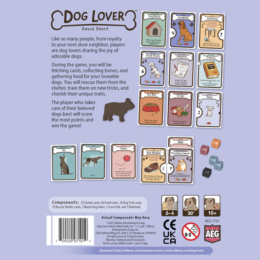 AEG Dog Lover rescued dogs artwork ready for family game night excitement.