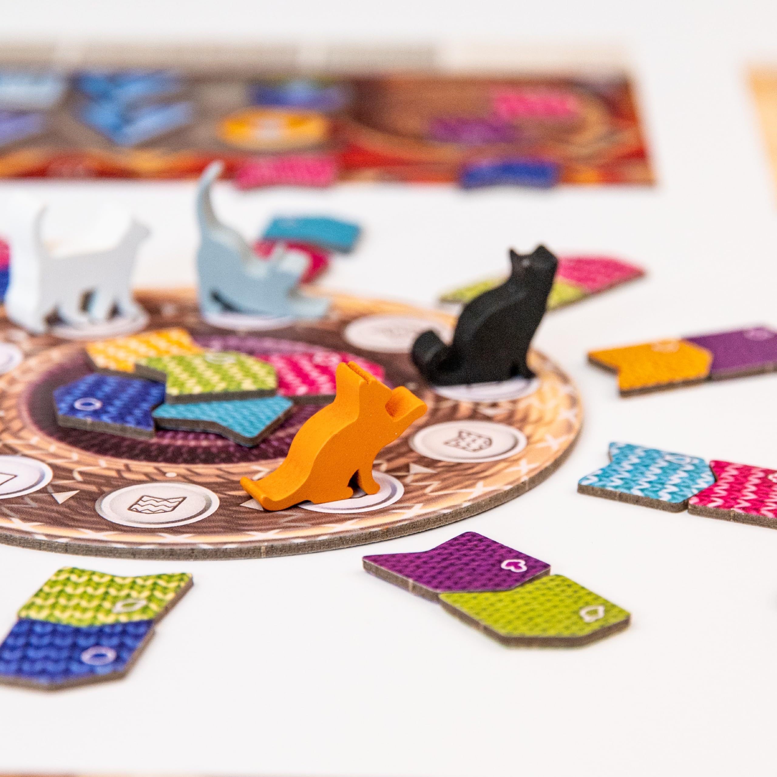AEG Knitting Circle request cards introduce thematic challenges and timing.