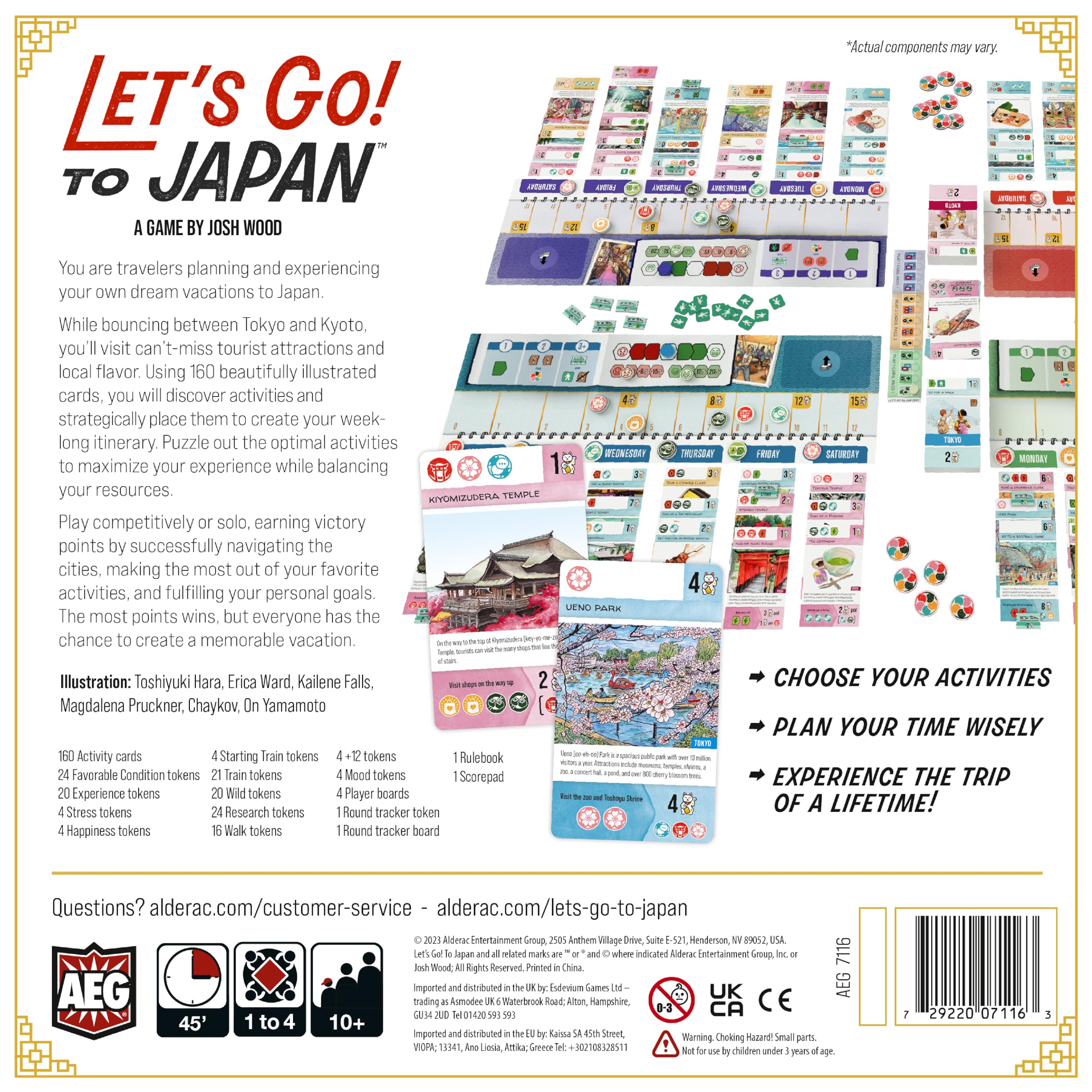 AEG Lets Go! to Japan activity cards offering over 100 options to shape your itinerary.
