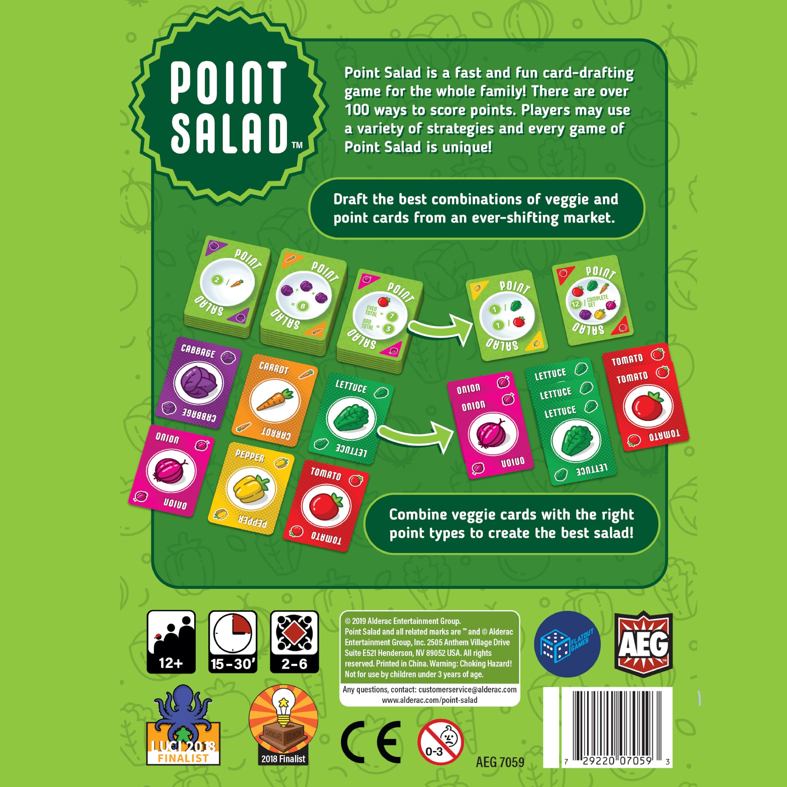 AEG Point Salad score options shown on cards during play.