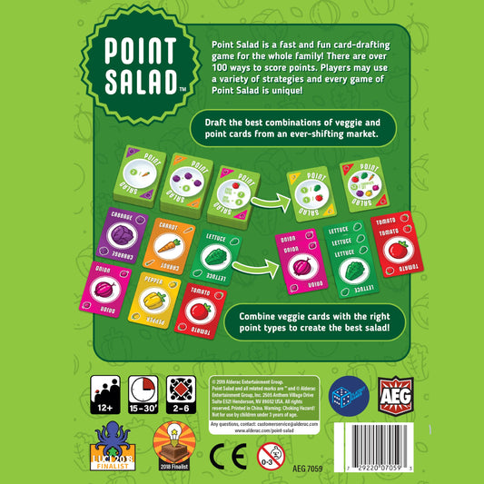 AEG Point Salad score options shown on cards during play.