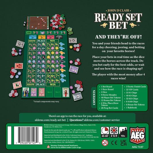 AEG Ready Set Bet players cheer around a racing-themed table.
