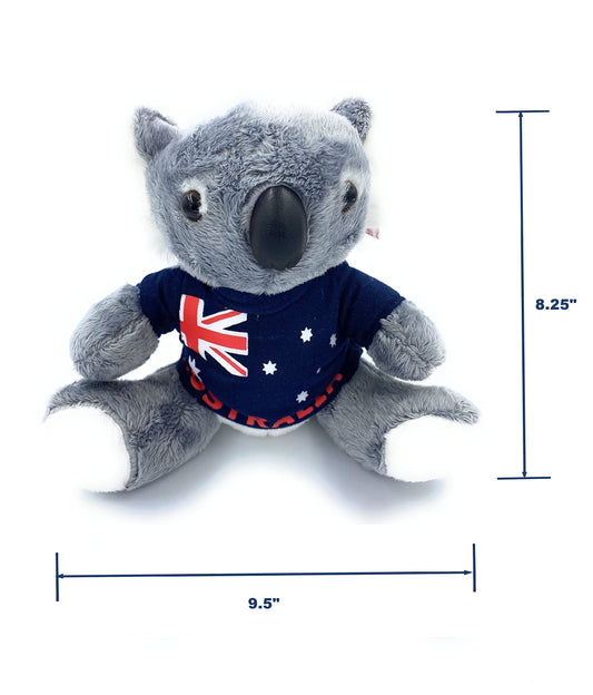 Aeisage Koala plush with Australian flag T-shirt, thoughtful kids' gift.