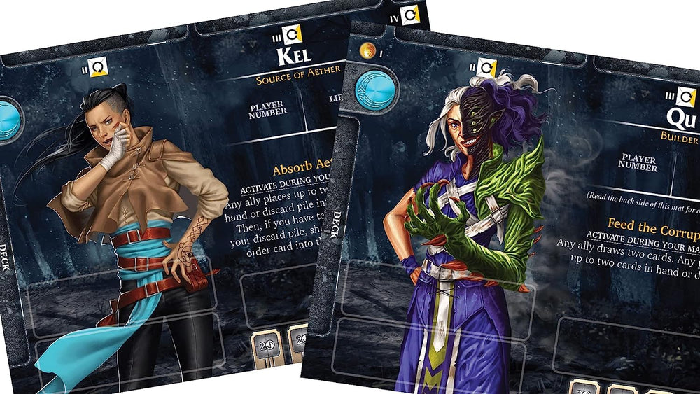 Indie Boards and Cards Aeon’s End Legacy Gravehold enhancement stickers highlight growth between campaigns