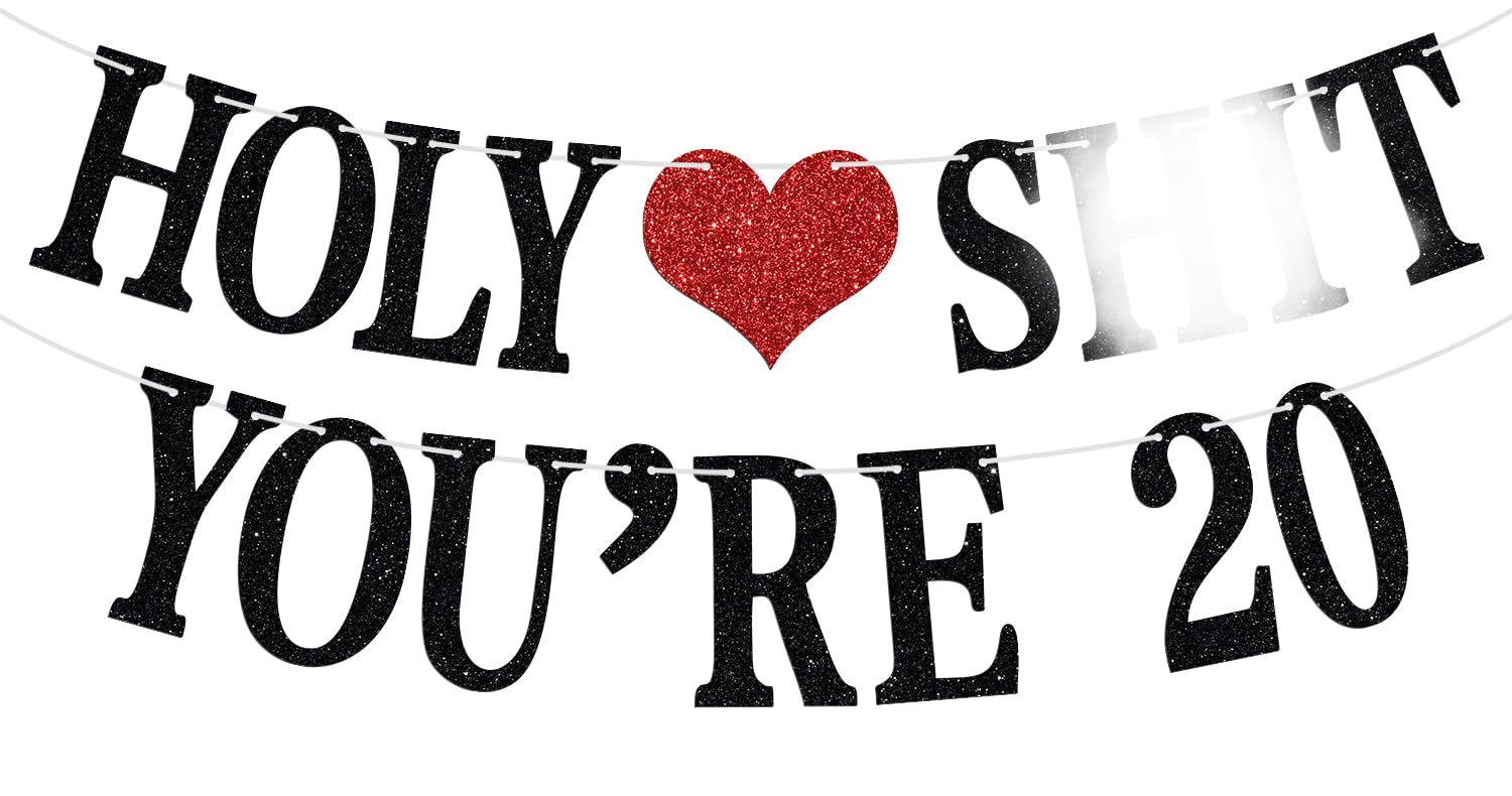 Aeryourtar Holy Sh*t You're 20 glitter banner letters sparkle for a festive backdrop