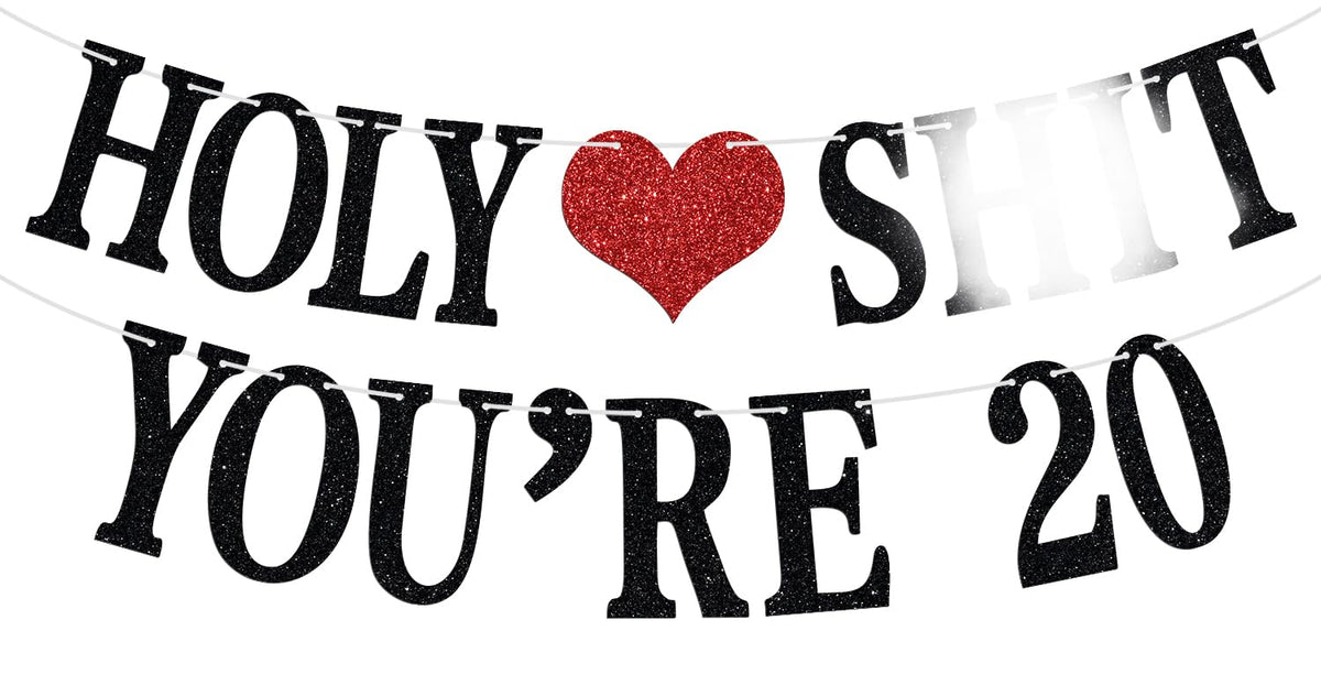 Aeryourtar Holy Sh*t You're 20 glitter banner letters sparkle for a festive backdrop