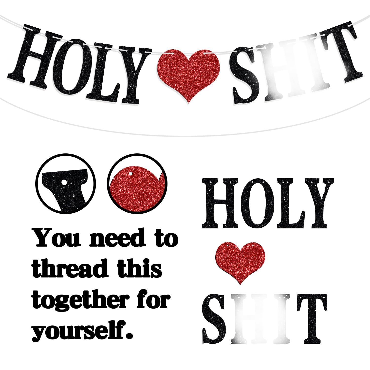 Vibrant party setup with glitter letters catching light