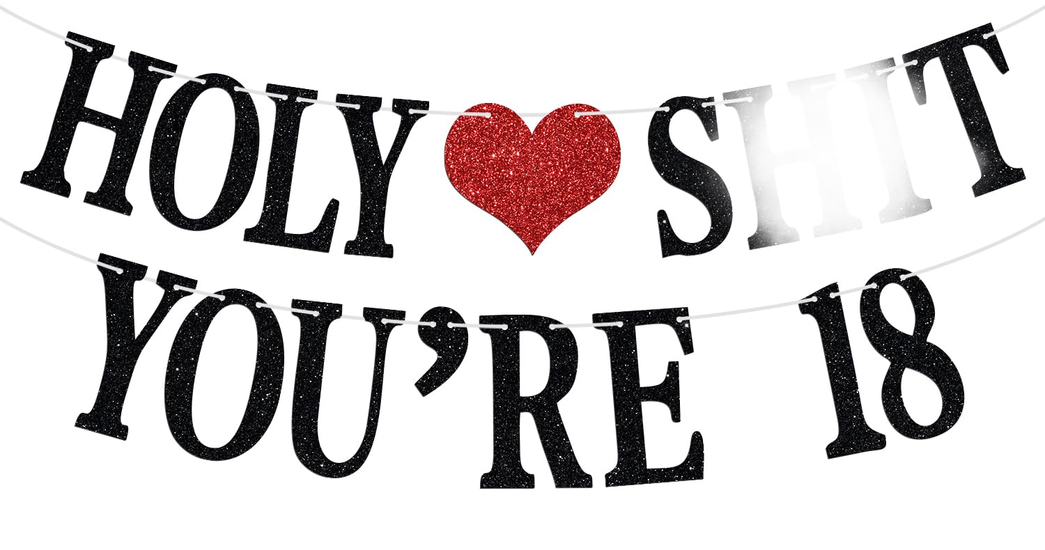 Aeryourtar Holy Youre 18 banner with glitter letters for festive birthday decor