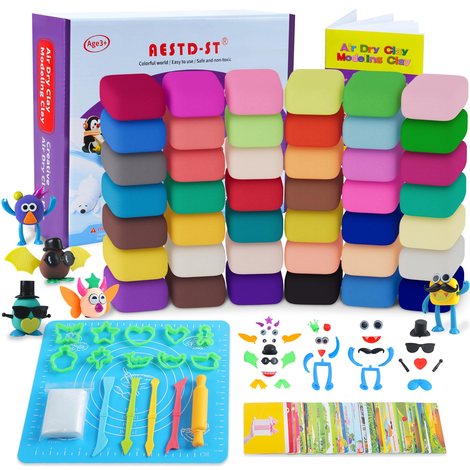 Aestd-ST air dry clay kit with 42 colors for vibrant kids' crafts.