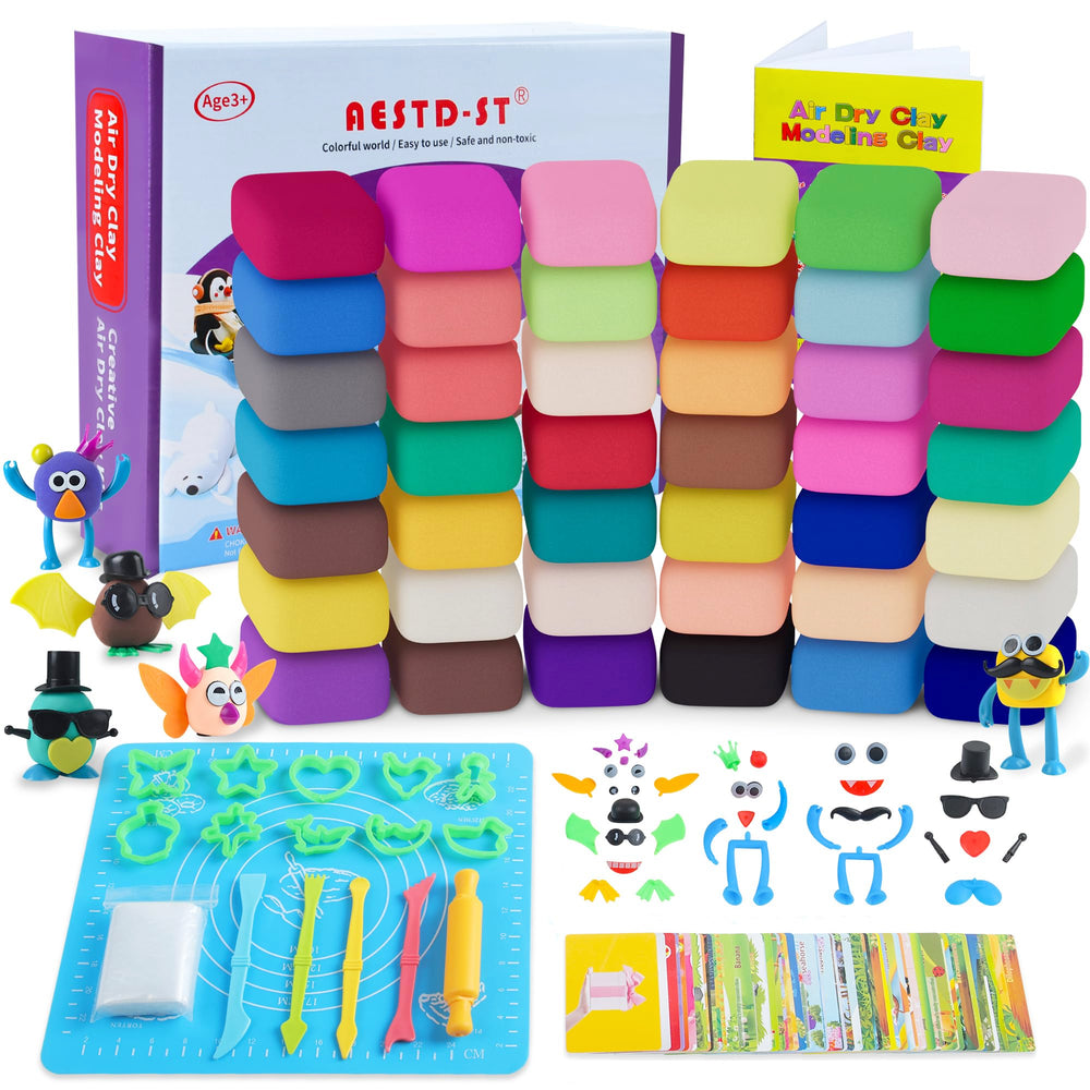 Aestd-ST air dry clay kit with 42 colors for vibrant kids' crafts.