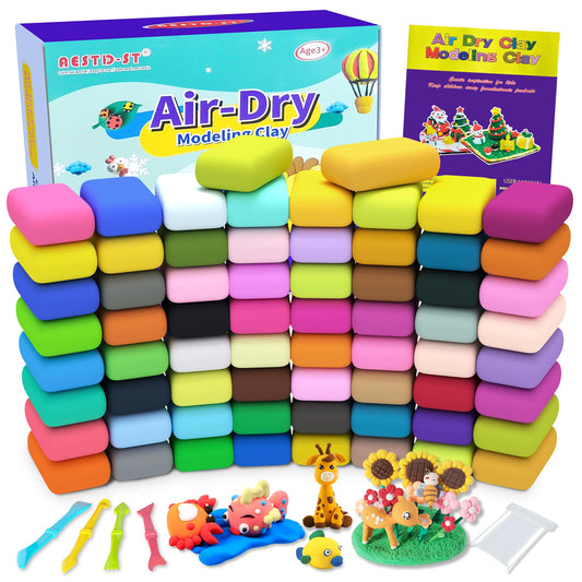 Aestd-ST Air Dry Clay 66 colors set for creative play and color recognition.