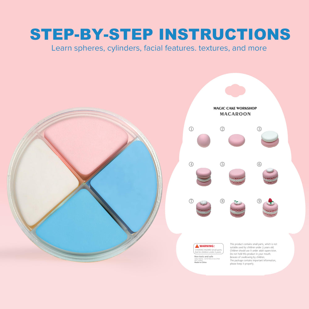 Aestd-ST step-by-step tutorial cards guide cake model creation for beginners.
