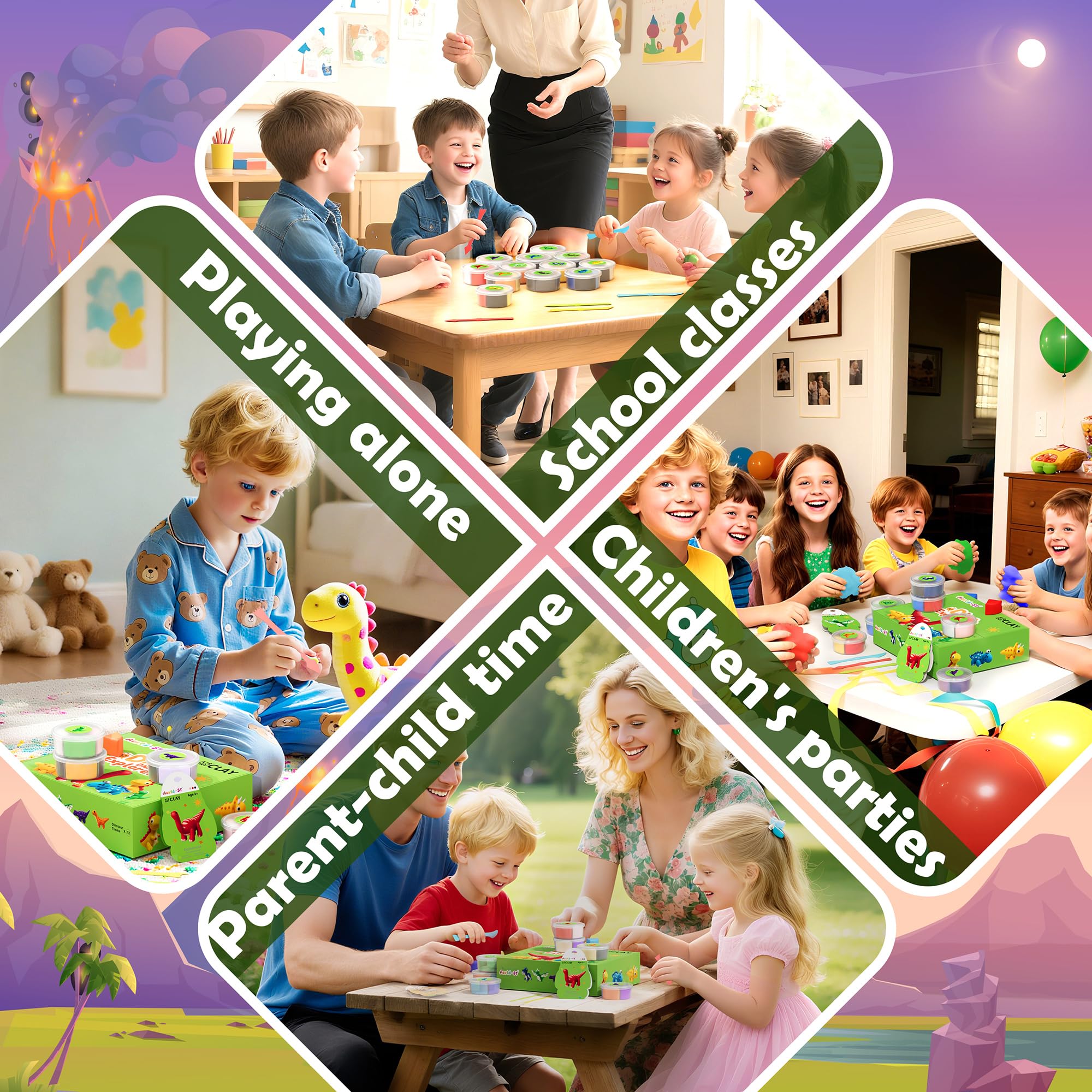 Bright dinosaur themed packaging of Aestd-ST kit attracts kids