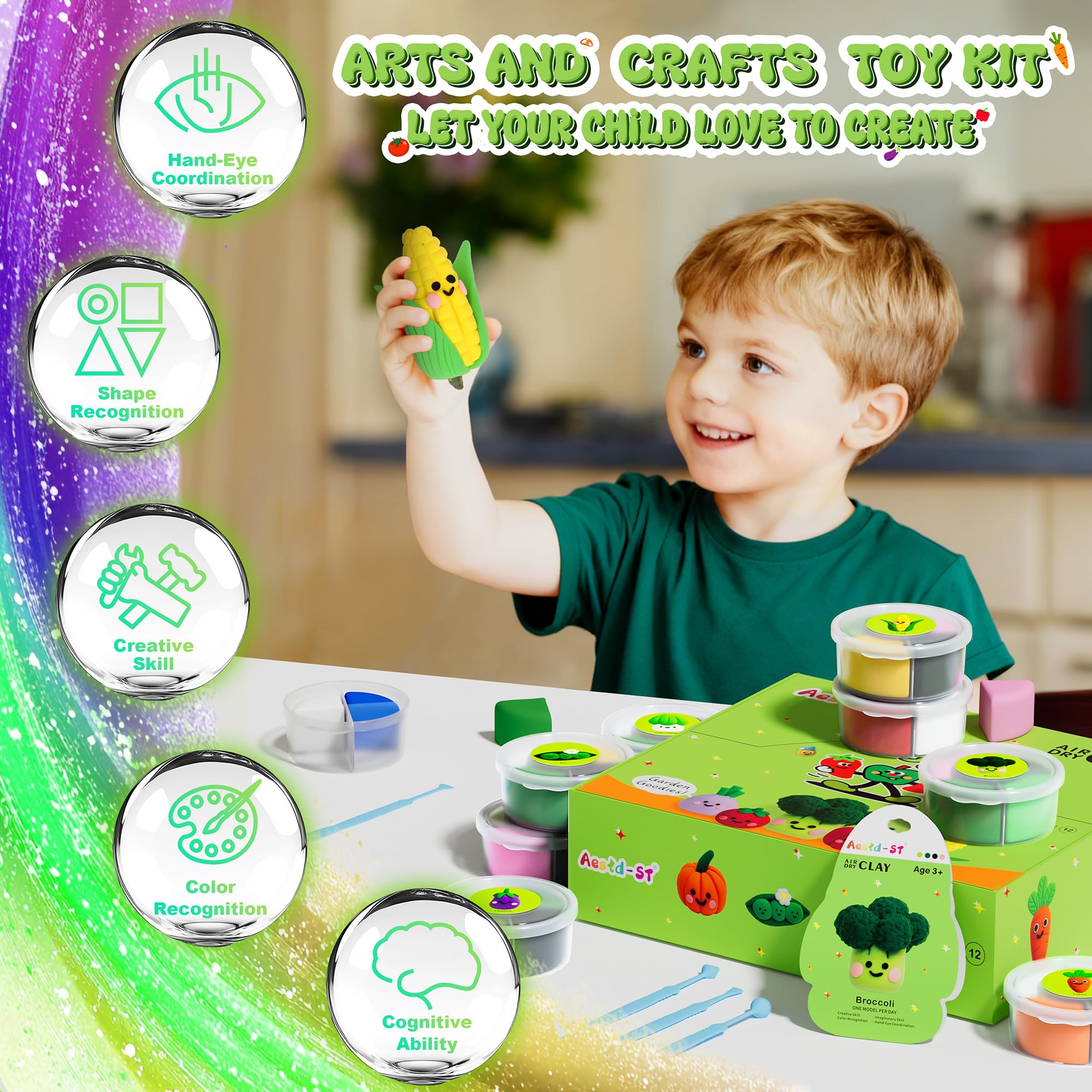 Aestd-ST finished vegetable models showcasing bright, kid-friendly results.