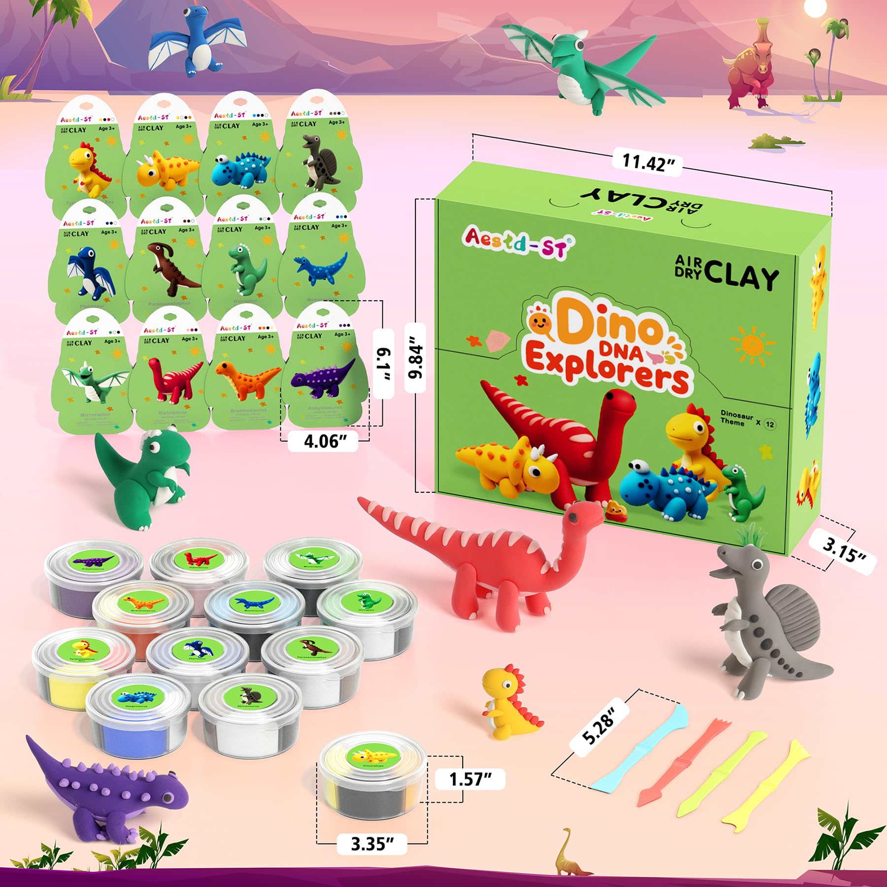 Sculpting tools set from Aestd-ST for precise dinosaur models