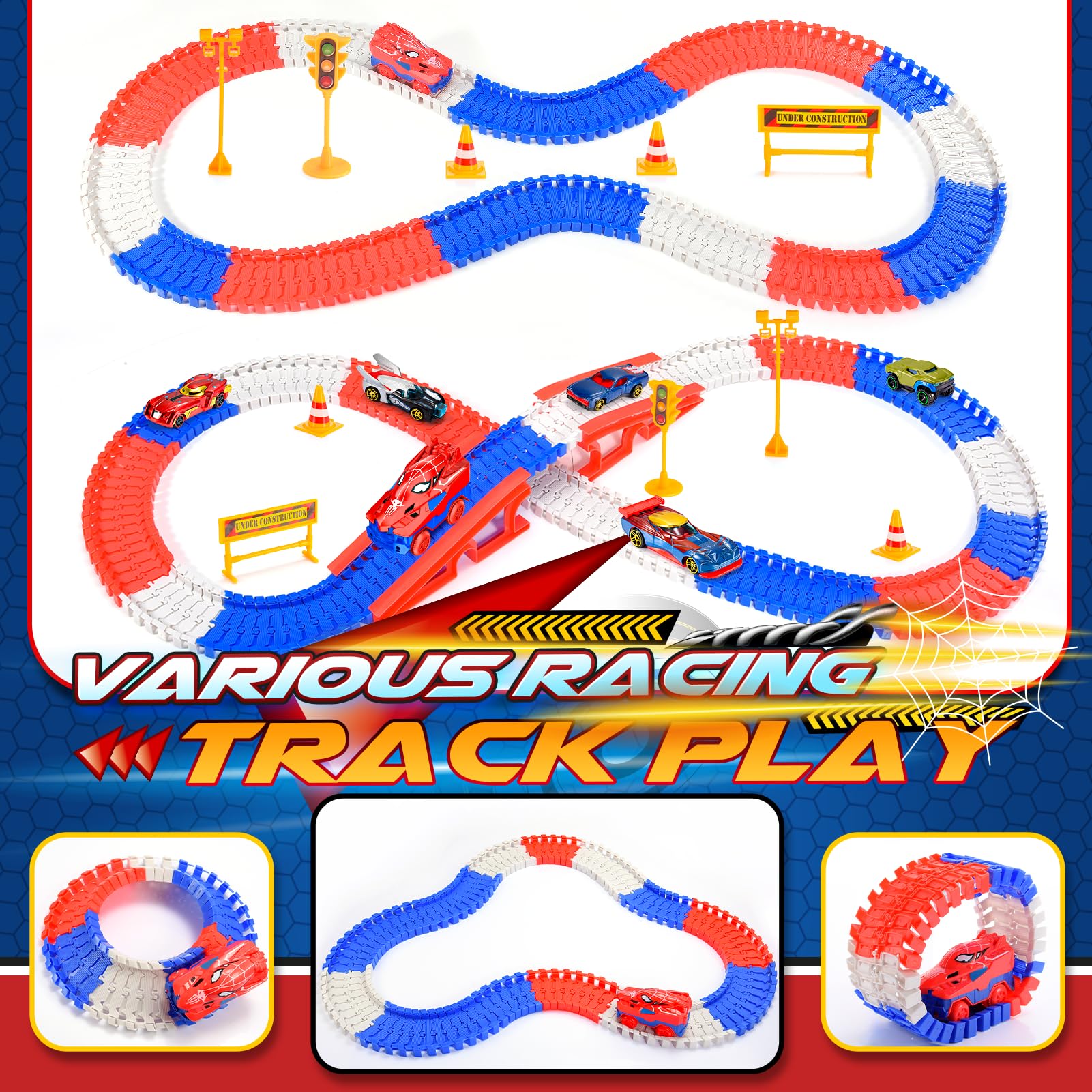 Aetyni vibrant track pieces showcase colorful play surface and parts