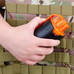 Packaging box image reflects a compact, transport-friendly tactical toy.