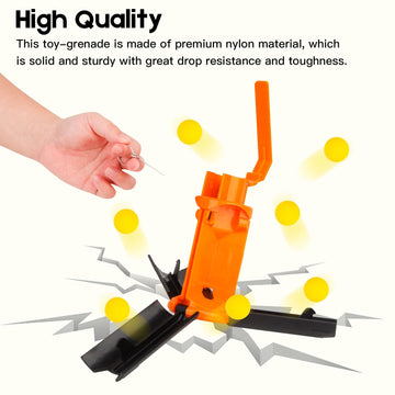 Pin-release detail shows authentic play action with safe foam projectiles.