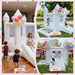 Aevumgz bounce house features a mesh safety net for secure jumping sessions.