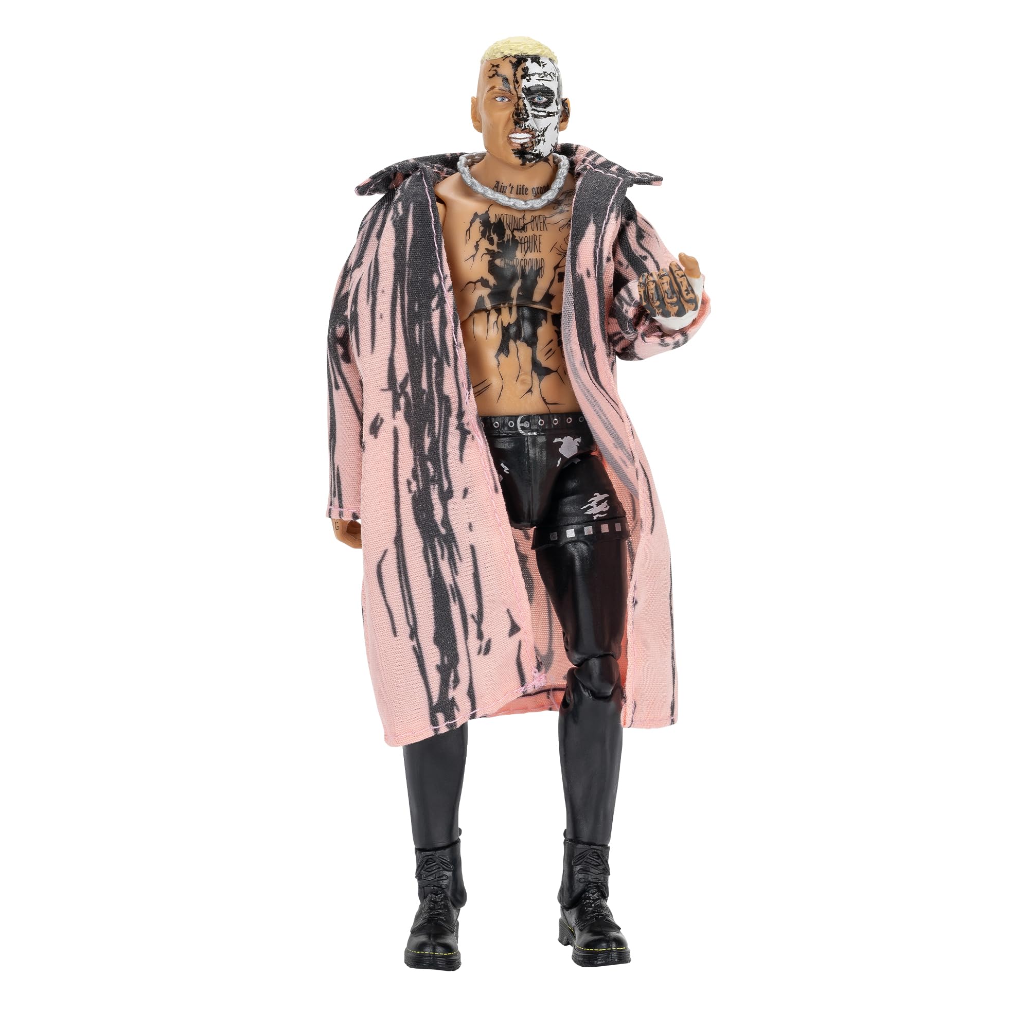 AEW Darby Allin Pink Coat headscan captures half skull facepaint for dramatic collectability