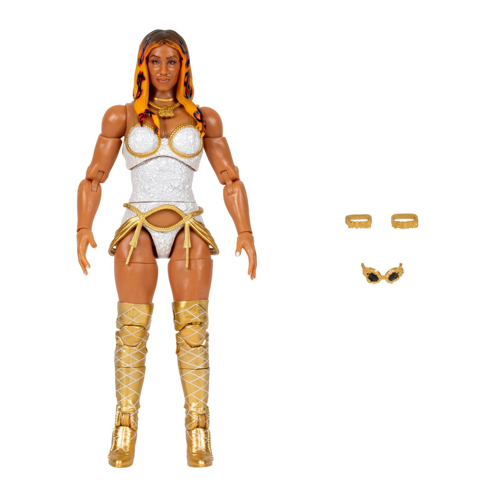 AEW Mercedes Mone Unmatched Series 12 figure showcasing gold accessories and bold styling details.