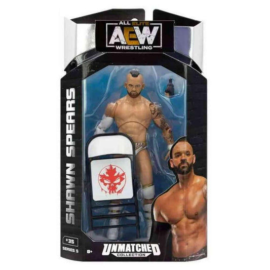 AEW Shawn Spears Unmatched Series 5 action figure front view for display.