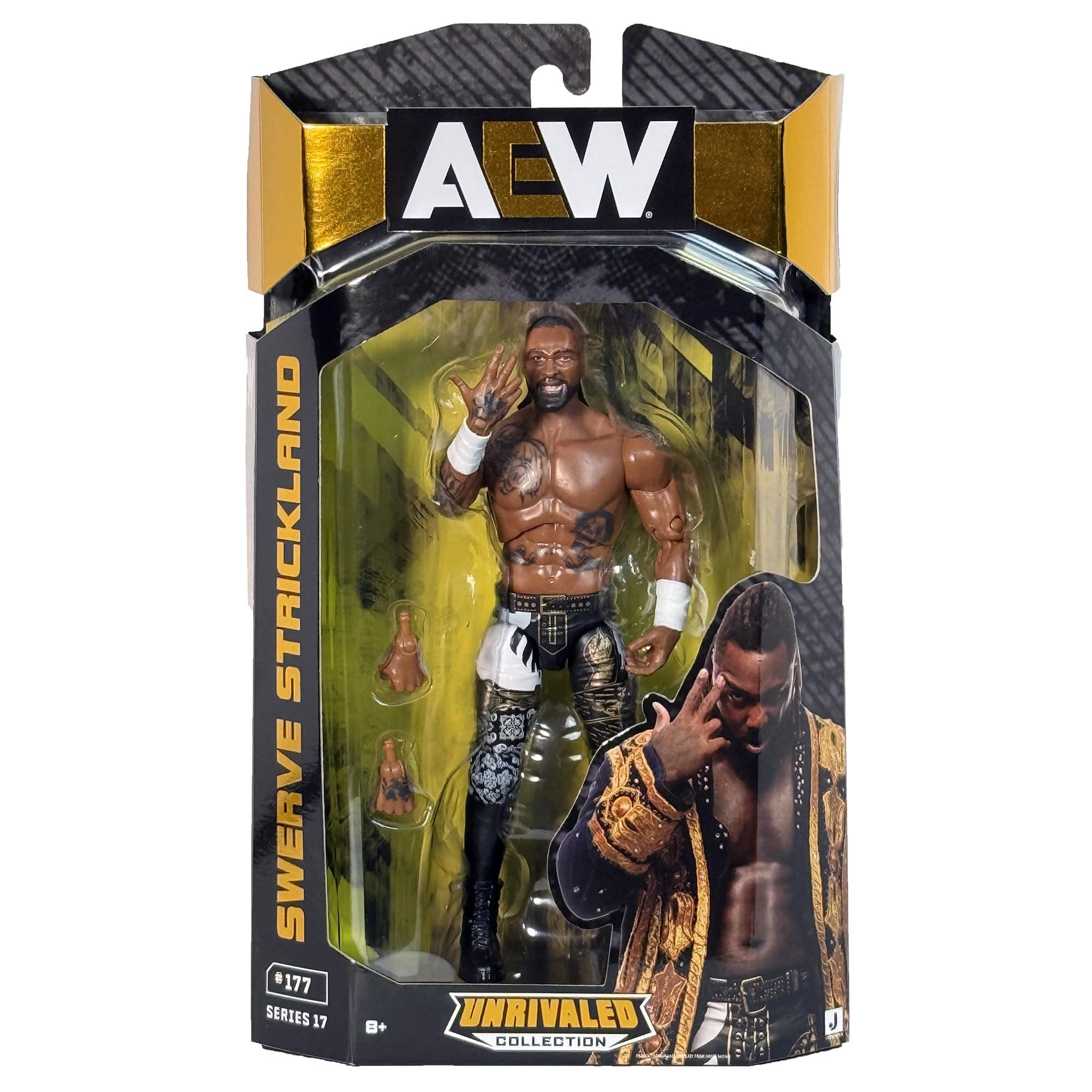 AEW Swerve Strickland Unrivaled 17 figure front view for dynamic display and fan collection