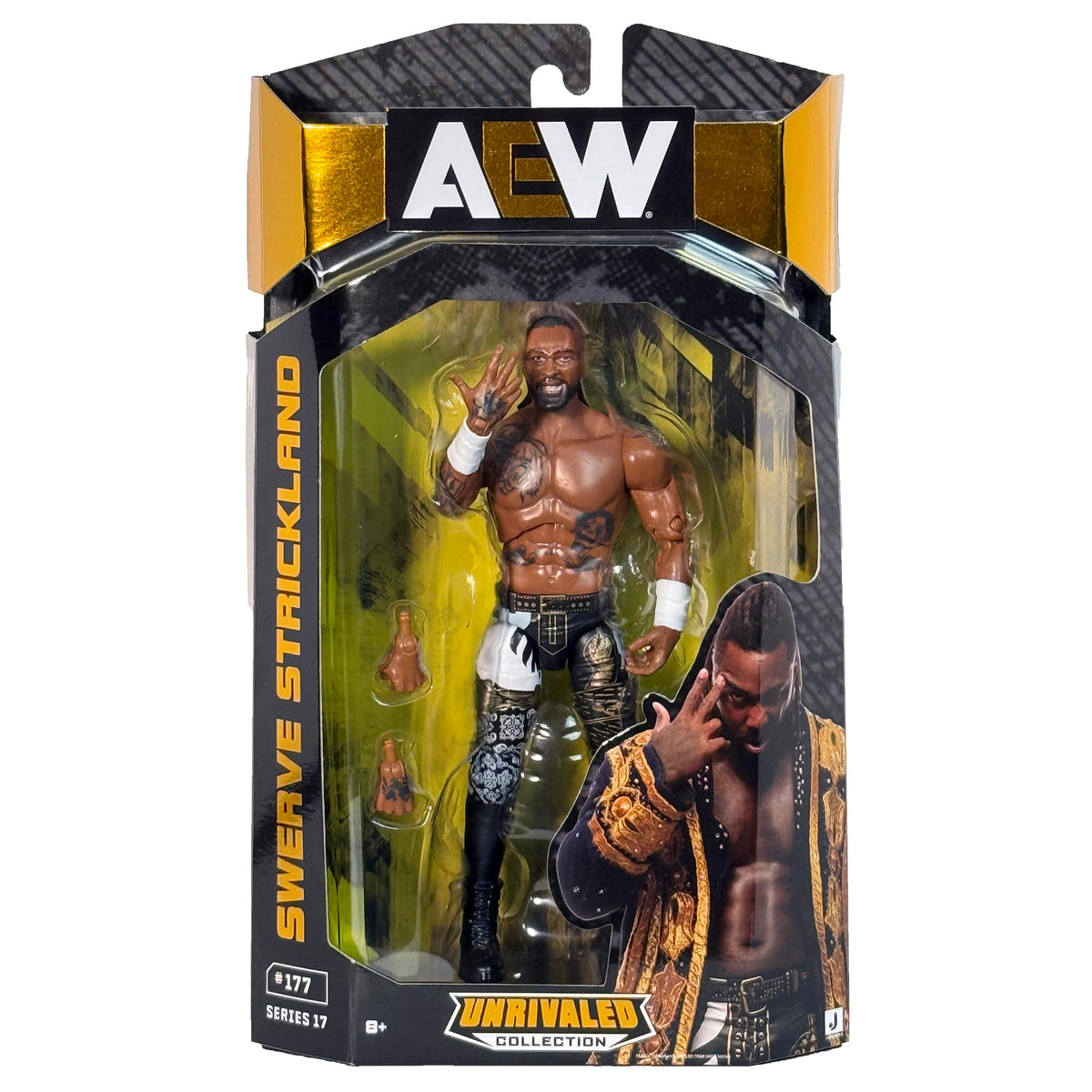 AEW Swerve Strickland Unrivaled 17 figure front view for dynamic display and fan collection