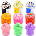 Aeyiakov 9-pack slime kit in colorful packaging for easy gifting and storage.