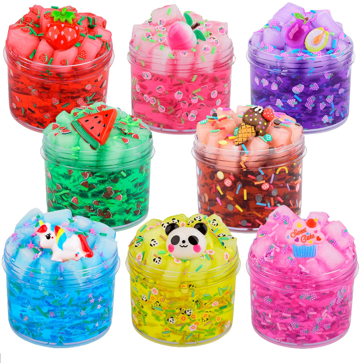 Aeyiakov Jelly Cube Crunchy Slime Kit 8-pack for colorful, creative play.