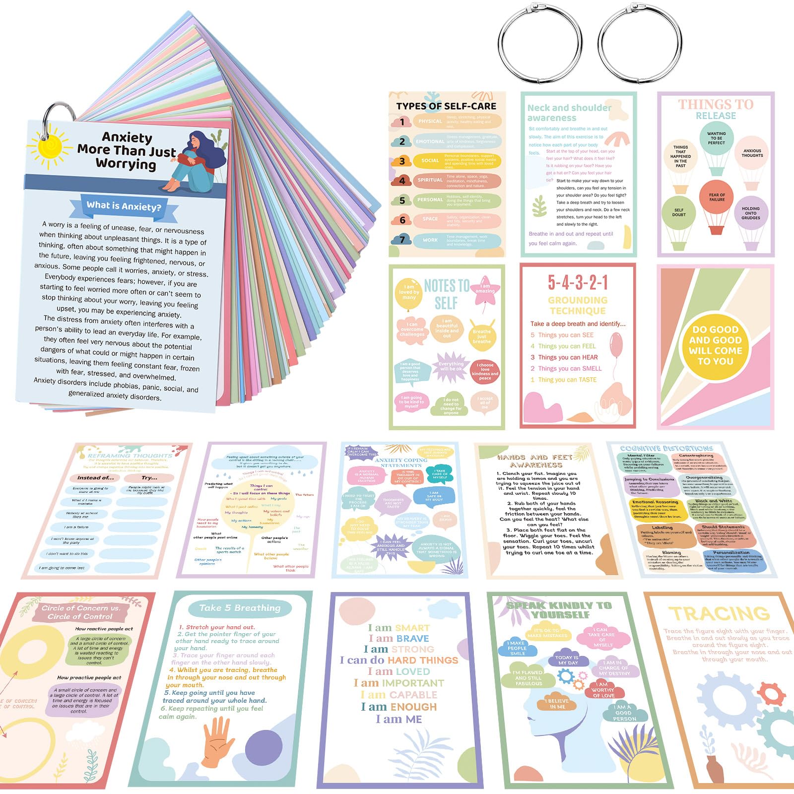 Affrolling 72-pcs anxiety coping cards cover shows a portable toolkit for stress management