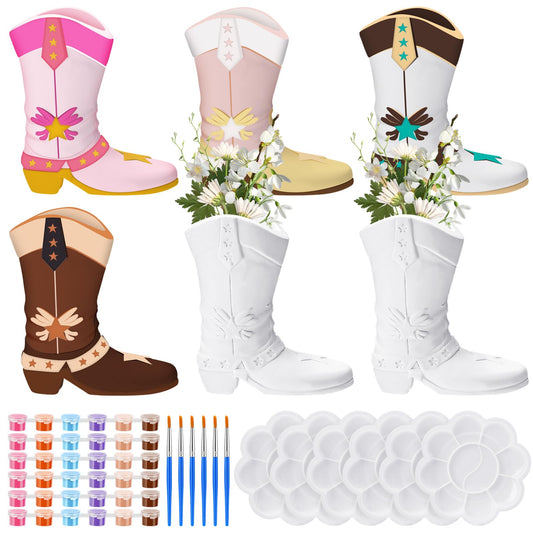 Affrolling cowboy boot vase paint kit—unpainted vase ready for personalized artwork and display