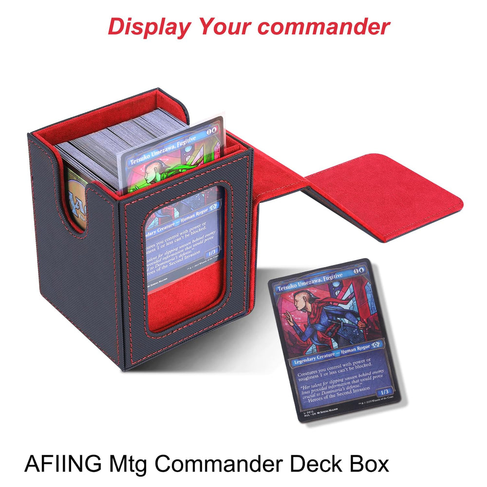 AFIING deck box side window for quick deck identification during play.