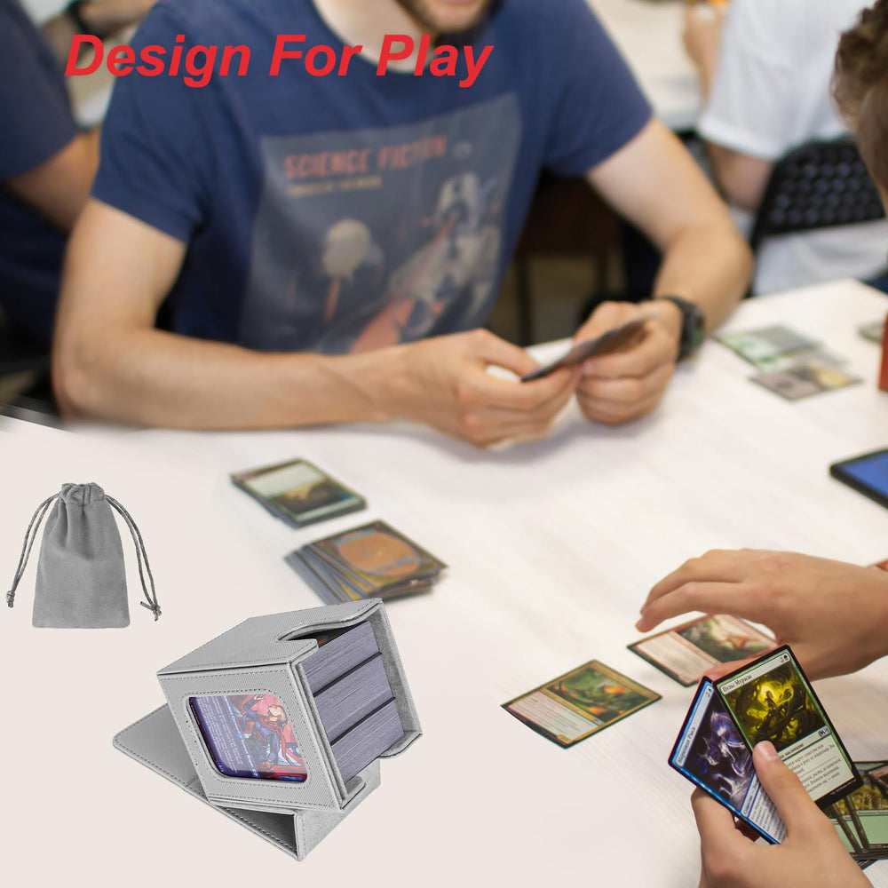 AFIING MTG deck box includes two dividers, a dice bag, and a top loader for organization.