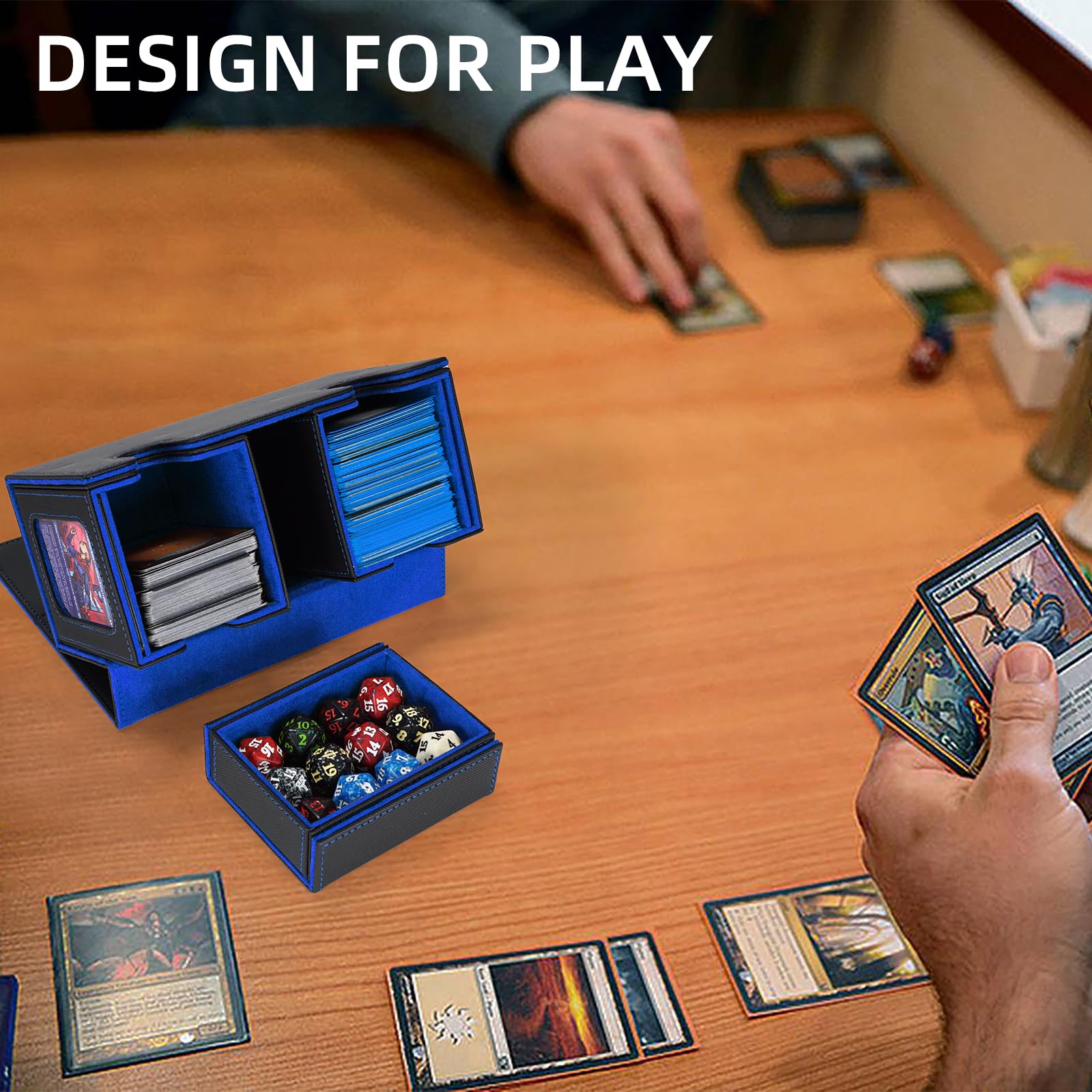 AFIING MTG box dimensions 4x3x3 fit double-sleeved decks securely